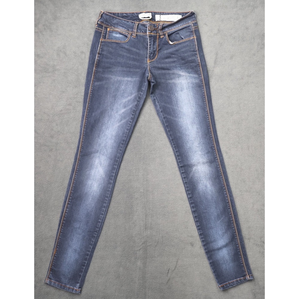 Indigo Rein Skinny Jeans Womens 3 Dark Wash Excellent Low Rise Stretch Denim